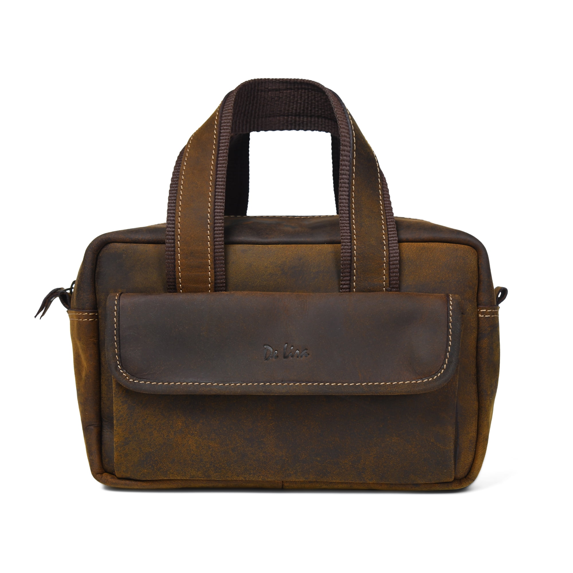 Extra Large Top-Grain Leather Toiletry Bag, Shaving Kit & Cosmetics Case, 10x6x5.5 in, Travel Organizer for Men & Women Dark Brown