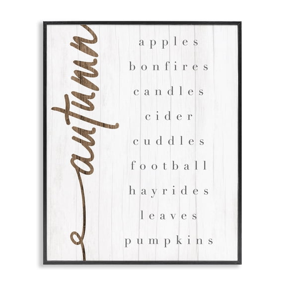 Stupell Industries Rustic Lodge Autumn Harvest Season Checklist Country Charm Black Framed Giclee Art, 11 x 14, by Lil' Rue