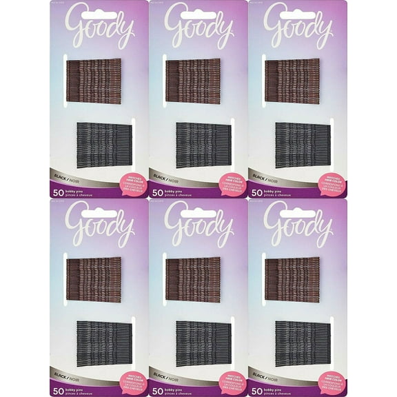 Goody Womens Colour Collection Metallic Finish Bobby Pin, Black, 50 CT 6-Pack