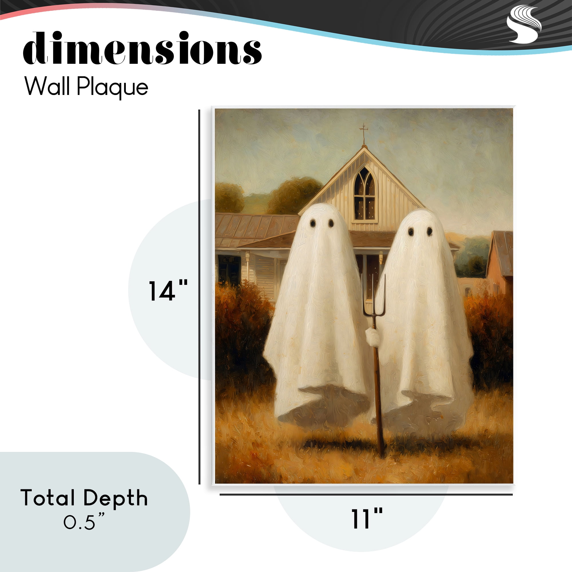 American Gothic Ghosts Wall Plaque Art, design by Arlington Prints
