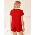 thumbnail image 3 of Ensemble de Pyjama 2 Pcs pour Femmes Manches Courtes Vêtements de Nuit Doux Col Rond Ensemble de Shorts Imprimés avec Poches P-TTG, 3 of 5