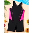 thumbnail image 6 of inhzoy Kids Girls Boyleg One Piece Swimsuit Racerback Athletic Swimwear Rose Red&Black 12, 6 of 8