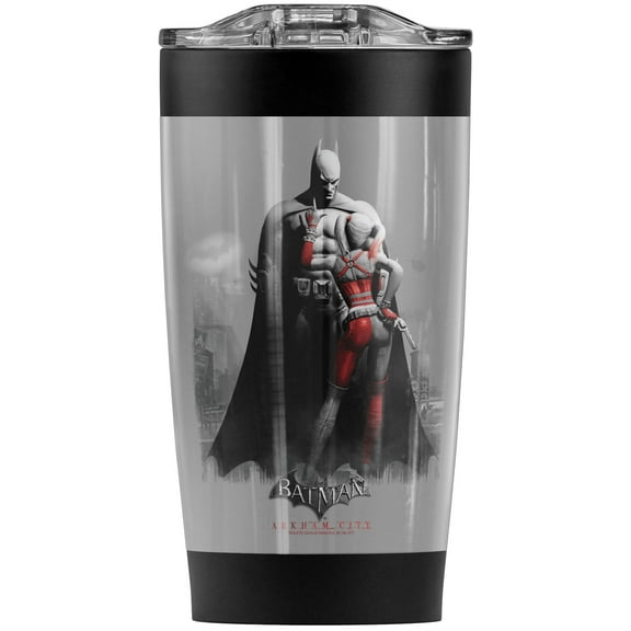 Batman: Arkham City Harley Quinn And Bats Stainless Steel Tumbler 20 oz Coffee Travel Mug/Cup, Vacuum Insulated & Double Wall with Leakproof Sliding Lid | Great for Hot Drinks and Cold Beverages
