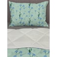 thumbnail image 3 of Floral Comforter & Sham Bedding Set, Cornflowers Field in Flourish Butterflies Flying Pastel Bloom Buds, 3 pcs Duvet Set Microfiber Filling Quilt, 5 Sizes, Mint Green Azure Blue, by Ambesonne, 3 of 4