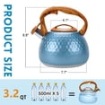 thumbnail image 5 of Uscover 3.2 Qt Blue Stainless Steel Stovetop Tea Kettle with Ergonomic Handle, Gas and Electric Compatible, 5 of 12