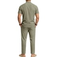thumbnail image 4 of LEKWK 2 Piece Pajama Set for Men Short Sleeve Button Down Shirt and Drawstring Pants Lightweight Breathable Sleepwear Summer Casual Lounge Outfit Army Green M, 4 of 6
