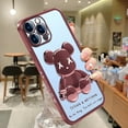 thumbnail image 2 of FIEWESEY iPhone 14 Case,iPhone 14 Pro Case,iPhone 14 Pro Max Case,Luxury Cool Bear Clear 3D Bear Shockproof Plating Phone Case Cover for iPhone 14 Series - iPhone 14 Plus(Rose Gold), 2 of 6