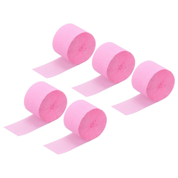 Uxcell Crepe Paper Streamer Decoration 82ft Long 1.77" Wide Pastel Pink Pack of 5