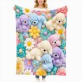 thumbnail image 2 of Cloud Soft 3D Plush Throw Blanket, 2027 New Cozy Teddy Bear Blanket, Teddy Pastel Floral Print Blanket, 2 of 6