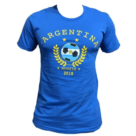 Argentina Soccer Shirt - Men's Argentina Soccer Team World Cup 2018 Blue T-shirt (S) W40