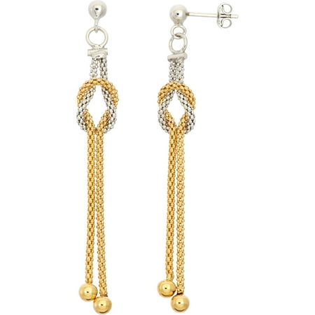 Giuliano Mameli Rhodium and 14kt Gold-Plated Sterling Silver 2mm Thickness Mesh Knot Earrings