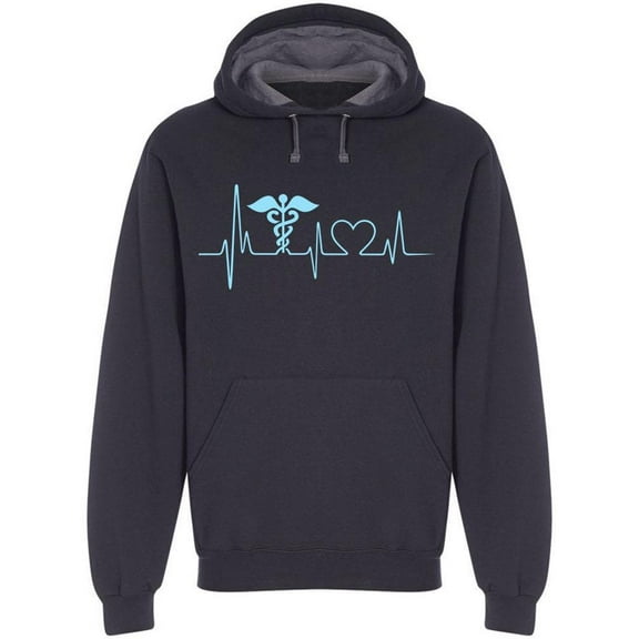 Heartbeat Cadeceus Symbol Hoodie Men -Image by Shutterstock, Male Medium