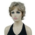 thumbnail image 2 of Women's Short Curly Wavy Wig Synthetic Hair Full Wig for Daily Use, 6 inches, Dark Blonde with Highlights, 2 of 11