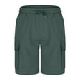 thumbnail image 3 of Jalioing Men's Summer Shorts Cotton Knee Length Drawstring Cargo Shorts Elastic Waist Beach Shorts with Pocket, 3 of 7