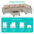 thumbnail image 4 of Sweecci 12 Piece Outdoor Patio Furniture Set, Ergonomic Wicker Patio Sectional Sofa with Stable Feet, 4" Cushions Conversation Set with Wood Table for Backyard Garden Deck,Beige, 4 of 6