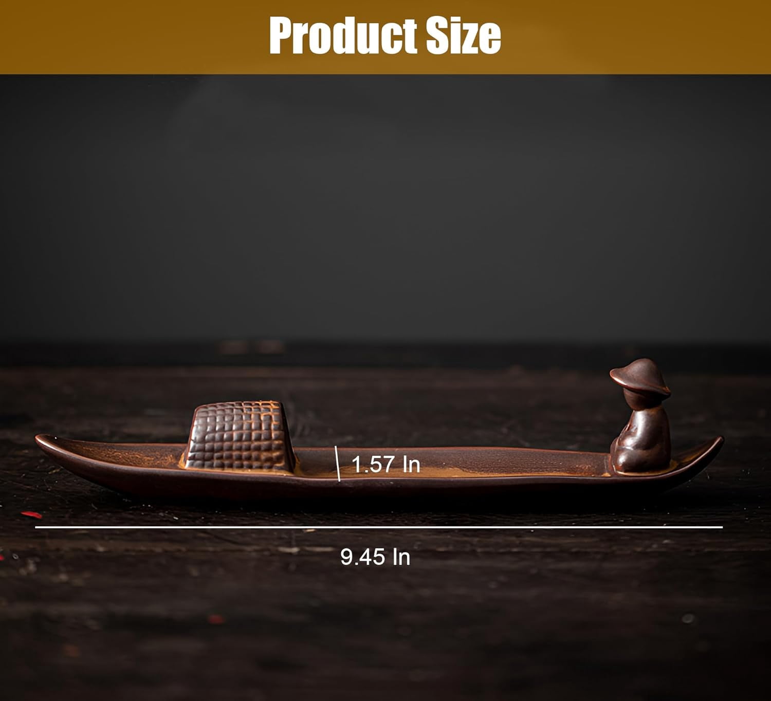 ABPETE Incense Stick Holder, Incense Holder for Insence Sticks, Tray for Incense Ash, Ceramic Crafts, Chinese Classical Boat Design, Home Décor, Best for Meditation, Yoga, Home, Office