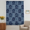 thumbnail image 2 of Vintage Floral Sheer Curtains 108" Extra Long, Abstract Flowers Patchwork Country Navy Blue Light Filering Curtains, Privacy Drapes Simi Floor to Veiling Curtain for Living Room Window Treatment, 2 of 9