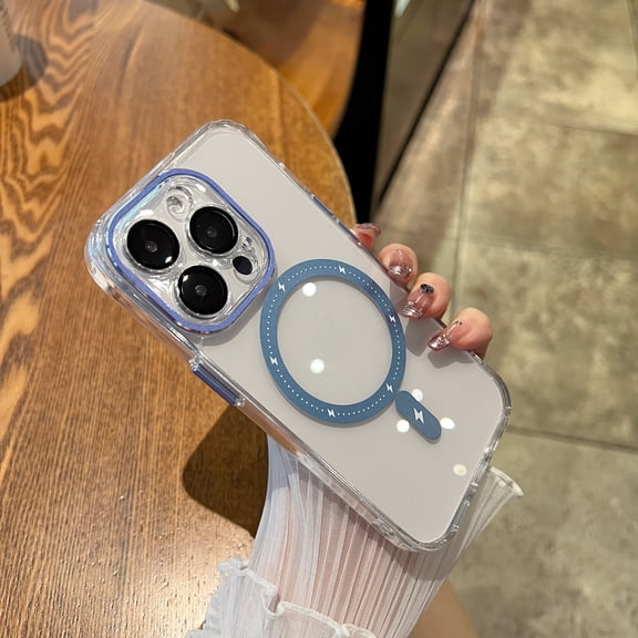 for iPhone 13 Pro Max Magnetic Case, Built in Magnets Compatible with MagSafe, Clear Hard PC Back Cover   Soft TPU Frame Slim Bumper Lightweight Phone Case for iPhone 13 Pro Max, Blue