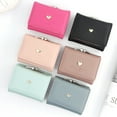 thumbnail image 2 of Huanledash Women Wallet Metal Love Heart Fashion Letter Mini Tri-fold Multi-slots Cards Pocket Short Slim Wallet Coin Purse Money Case Daily Use, 2 of 8
