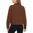 thumbnail image 4 of DeHolifer Women Cropped Shacket Jacket Lapel Winter Button Down Fall Winter Cardigan Corduroy Coat Brown XXL, 4 of 4