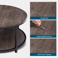 thumbnail image 2 of Round Coffee Table, 35.5" Rustic Coffee Table ,Cocktaile Table with 2-Tier Wooden Storage Shelf, Modern Living Room Furniture, Light Walnut, 2 of 7