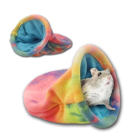 2 pack Guinea Pig Hideout Soft Fleece Rabbit Snuggle Sack Small Animal House Ferret Cozy Cave Hamster Sleeping Bag for Small Pet/Ferret/Chinchilla/Bunny