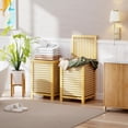 thumbnail image 2 of Double Laundry Hamper with Lid, 120L Bamboo Laundry Basket with Removable Liner Bag, 2-Section Clothes Divider Laundry Sorter for Laundry Room, Bathroom, Bedroom (Natural), 2 of 18