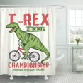 thumbnail image 1 of Cortina de ducha ABPHQTO Divertida camiseta de dinosaurio para niño bicicleta humor poliéster retro 152x180 cm, 1 of 2