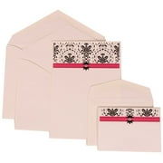 JAM Paper® Wedding Invitation Combo Sets, 1 Small & 1 Large, Pink Card with White Envelope and Blue and Pink Band, 150/pack