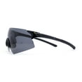 thumbnail image 3 of Polarized Mens Cool Futuristic Curved Shield Rimless Plastic Sport Sunglasses Shiny Black - Black, 3 of 4