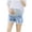 1-Light Blue, variant on Stretch Maternity Shorts Plus Size High Rise Smocked Soft Imitation Linen Cotton Belly Support Pants