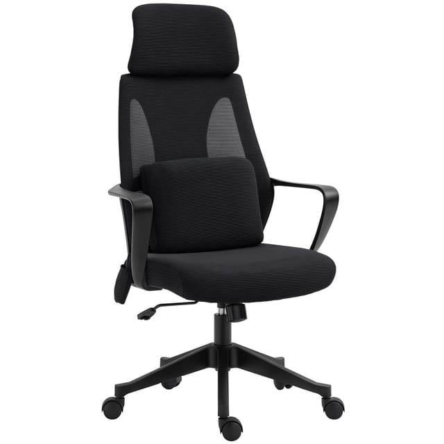 Ergonomic Black Mesh Office Chair with Massage Lumbar Support & Adjustable Headrest - High Back Executive Computer Task Chair for Home & Office Use - 45"H