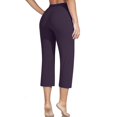 thumbnail image 4 of RPVATI Yoga Pants Capri With Pockets for Women Casual Tummy Control Wide Leg Cropped Pants Summer Loose High Waist Knee Length Crop Pants with Pockets Purple M, 4 of 4