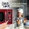 thumbnail image 4 of Nostalgia 0.9 cu ft Mid-Century Retro Microwave Oven, 900W Microwave Oven with LED Clock, Red, 4 of 6