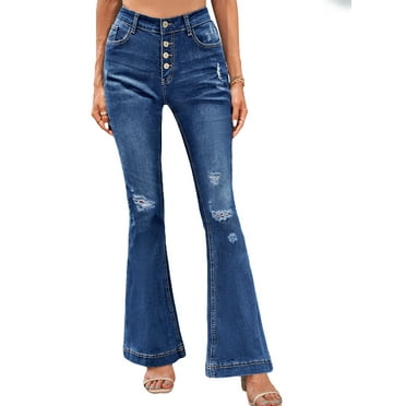 Julycc Womens Bootcut Jeans Flared Bell Bottoms Low Waist Denim Pants ...