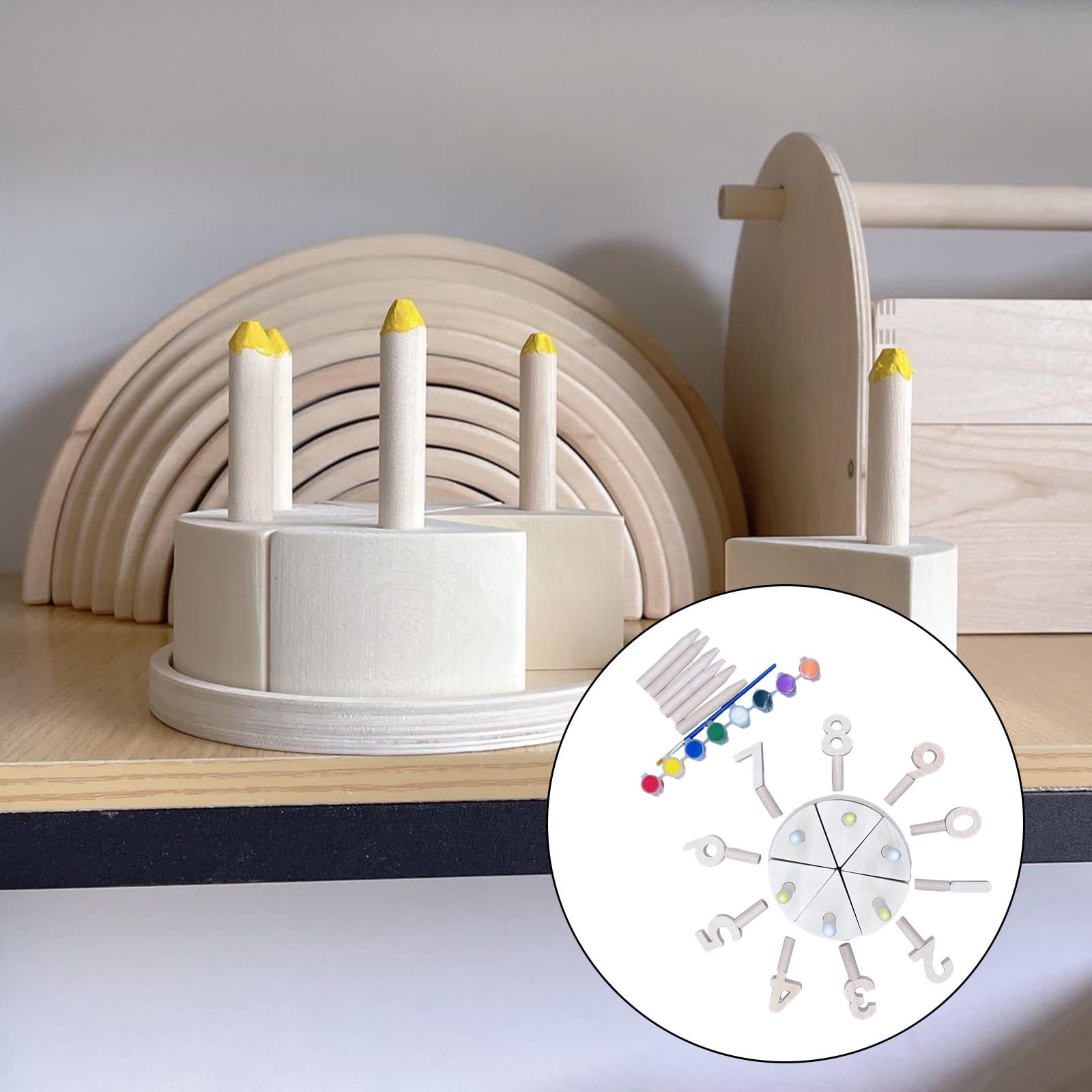 LeeQinersw Wooden Birthday Cake Coloring Kit Preschool Preschool A +Wood