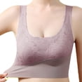 thumbnail image 2 of HAPIMO Everyday Bras for Women Seamless Ice Silk Camisole Stretch Underwear Comfort Daily Brassiere Gathered Wire Free Lace Wrapped Chest Lingerie Savings Purple L, 2 of 3