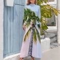 thumbnail image 4 of Tropical Palm Tree Print Women's Long Dress Long Sleeves Dress Vintage Dresses Party Maxi Dress High Waist Dress, 4 of 4