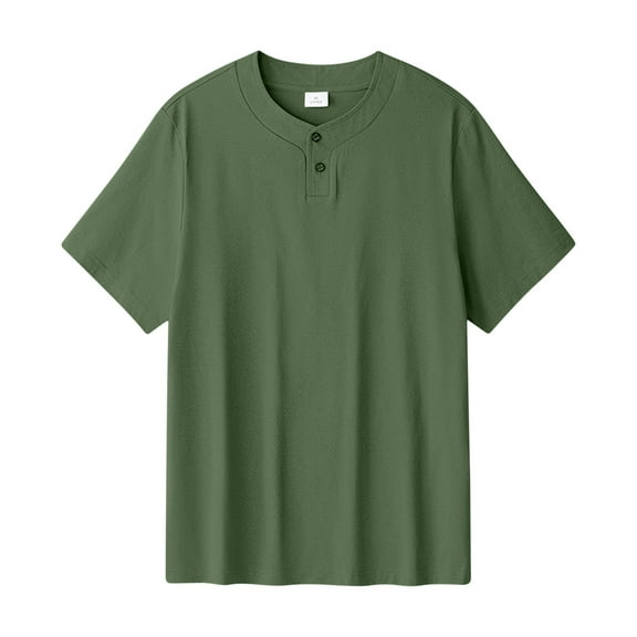 YLSDY Fashion Men's Summer Casual Henley Shirts Fashion V Neck Short Sleeve Loose Fit Tops Comfort Breathable Beach Tees Army Green XXXL