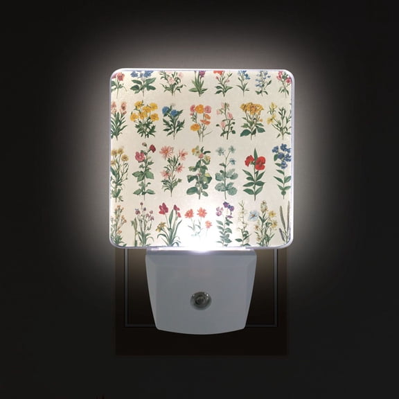Yayeee LED Plug in Night Light for The Home with Auto Dusk to Dawn Light Sensors, 2 Pack, Red Floral