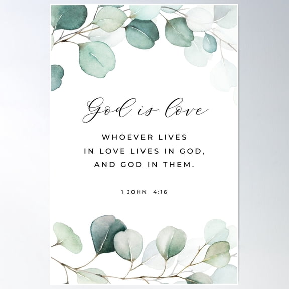 God Is Love 1 John 4:15 Bible Verse Poster Wall Art, Modern Wall Decor For Living Room Bedroom, 16x24 UNFRAMED
