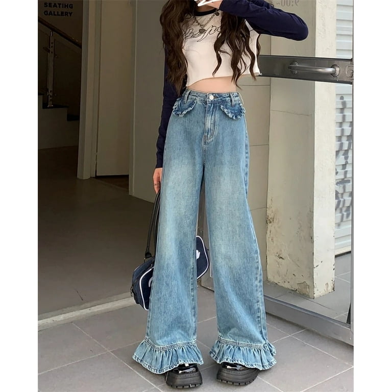 パンツ Frill-trim denim pants AMBIDEX Store △8ozDENIM FRILL パンツ(F KINARI): buoybuoy