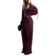 thumbnail image 3 of Conjunto Deportivo Informal de 2 Piezas para Mujer, Sudadera con Capucha y Pantalón Deportivo, Ideal para Viajes y Aeropuertos. Conjuntos de Estar por Casa. Rojo Oscuro L, 3 of 9