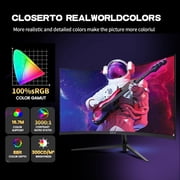 ZZA 24 Inch Curved Gaming Monitor 200Hz/180Hz FHD 1080P Frameless Display, AMD FreeSync, 1ms Low Motion Blur, Eye Care, DisplayPort & HDMI, VESA Mount,for PC Gaming,PS5,Home Office – Black