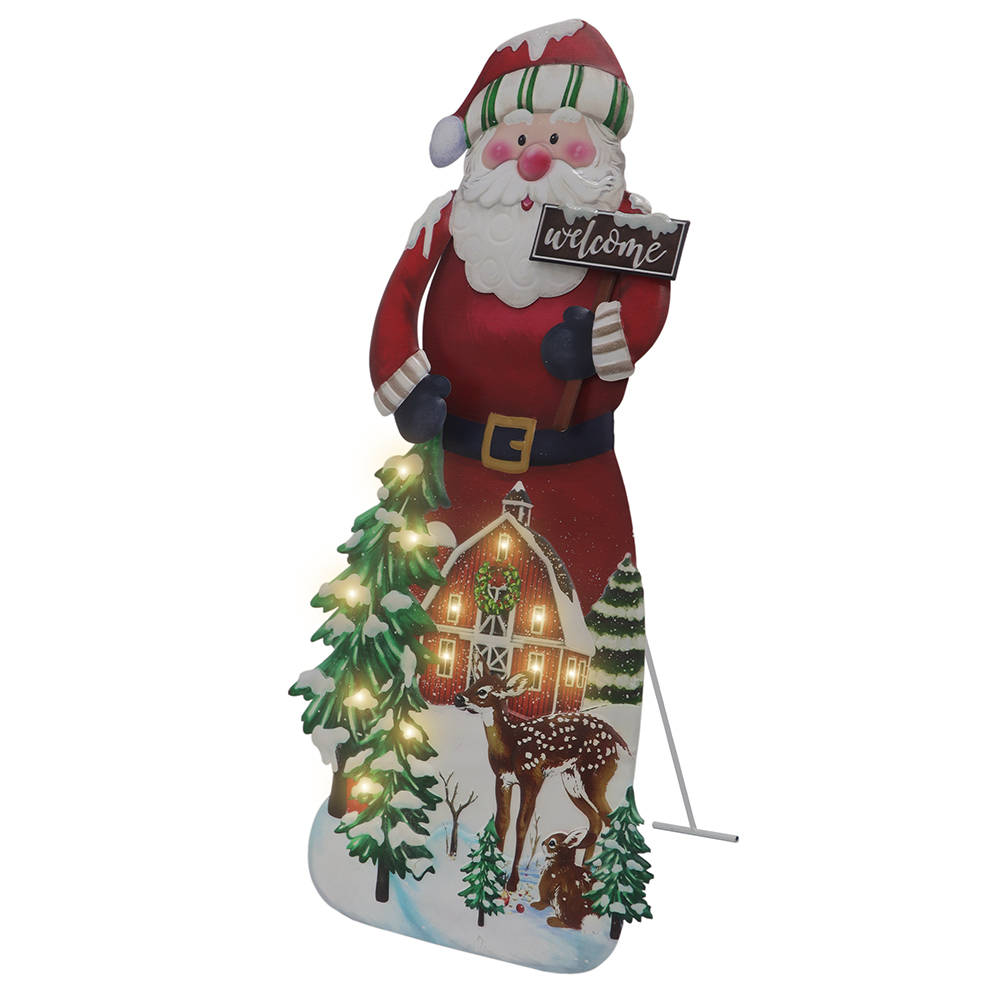 40 Inch Iron Santa Claus Decor w LED Lights