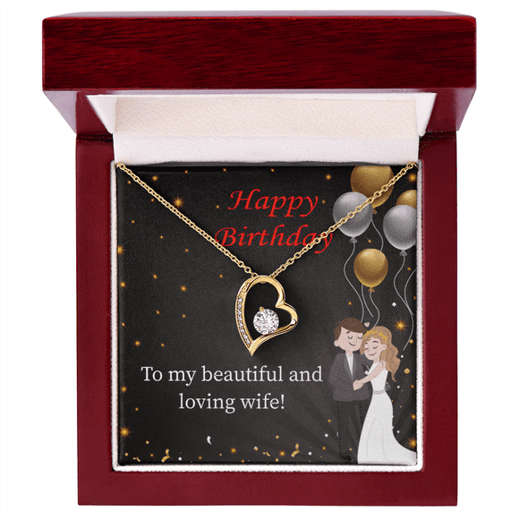 To My Wife Beautiful and Loving Wife Birthday Message Forever Necklace w Message Card