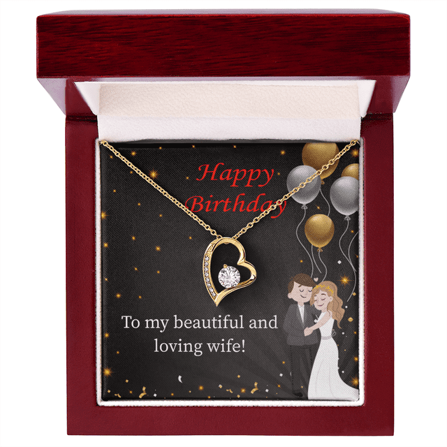 To My Wife Beautiful and Loving Wife Birthday Message Forever Necklace w Message Card