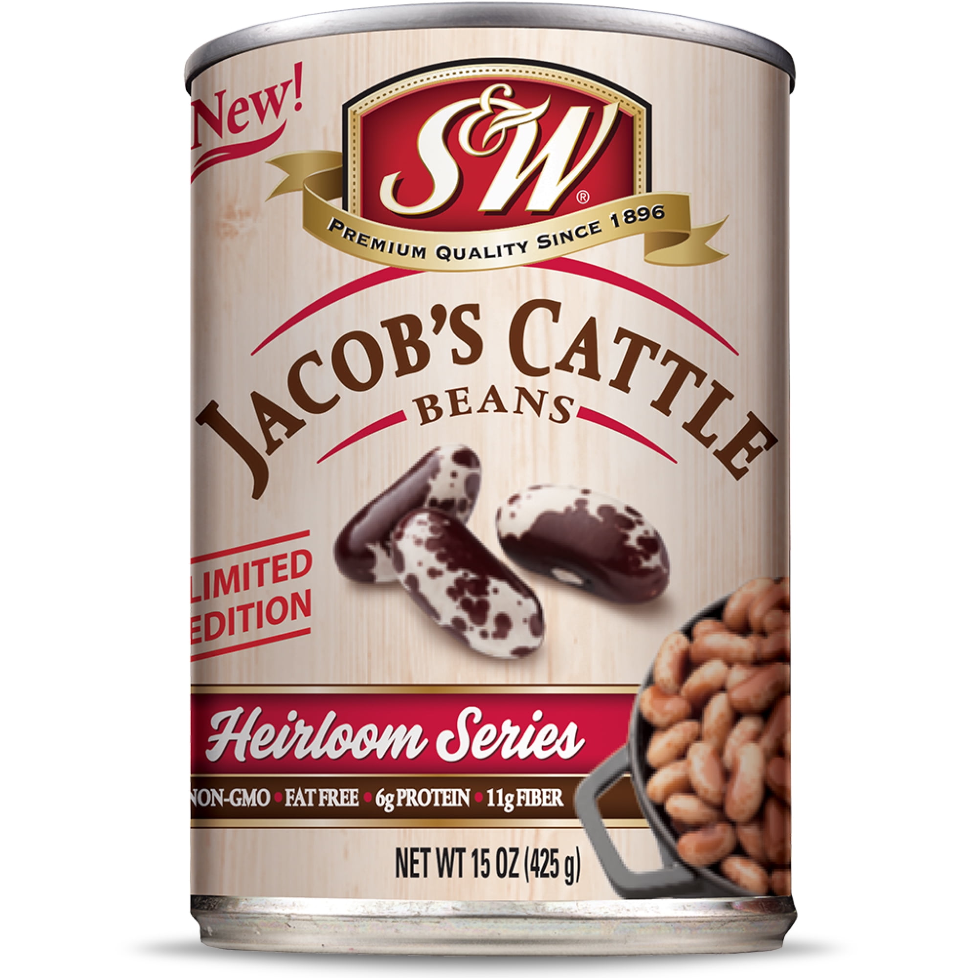 (12 Pack) S&W Canned Jacob's Cattle Beans, 15 Ounce Can, New