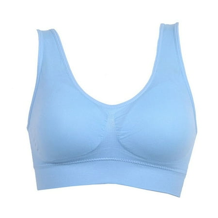 

Women Girls Padded Seamless Bra Vest Tops Rimless Bras Plus Size Shockproof Bra Underwear Sky Blue XXL