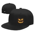thumbnail image 4 of DouZhe Flat Brim Cap Snapback Hat, Angry Face Prints Adjustable Black Adult Baseball Cap, 4 of 6